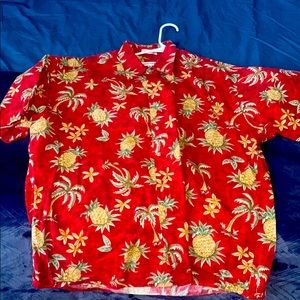 Pierre Cardin XL red Hawaiian button down shirt